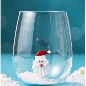 The Jolly Icon Santa Stemless Wine Glass Anthropologie